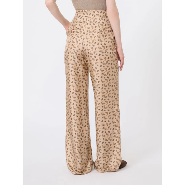 Max Mara Fuxia Printed Silk Twill Trousers in Beige | Tailored pants | Luxury Shoes 