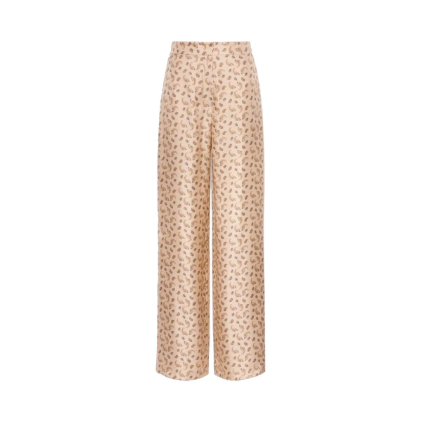Max Mara Fuxia Printed Silk Twill Trousers in Beige | Tailored pants | Luxury Shoes 
