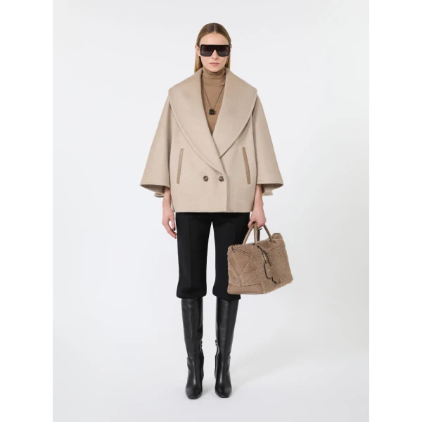 Max Mara Galosce Cashmere Drap Cape in Beige | Coats | Luxury Shoes 