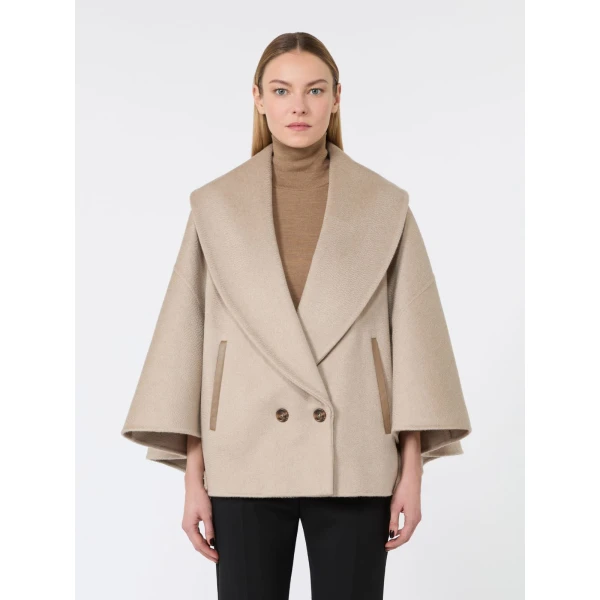 Max Mara Galosce Cashmere Drap Cape in Beige | Coats | Luxury Shoes 