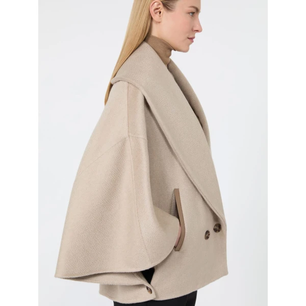 Max Mara Galosce Cashmere Drap Cape in Beige | Coats | Luxury Shoes 