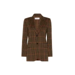Max Mara Galosce Single-Breasted Glen Plaid Jersey Blazer in Tobacco | Blazers | Luxury Shoes 