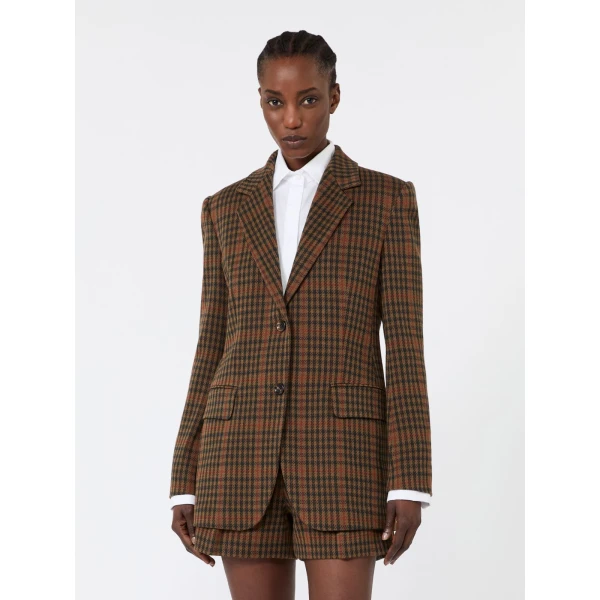 Max Mara Galosce Single-Breasted Glen Plaid Jersey Blazer in Tobacco | Blazers | Luxury Shoes 