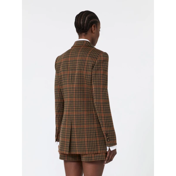 Max Mara Galosce Single-Breasted Glen Plaid Jersey Blazer in Tobacco | Blazers | Luxury Shoes 