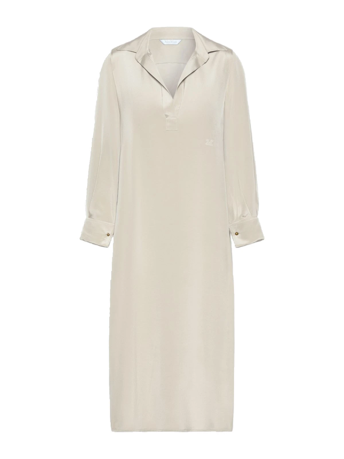 Max Mara Gambero Silk Crepe de Chine Polo Dress in Stone Grey Max Mara Gambero Silk Crepe de Chine Polo Dress in Stone Grey | Maxi Dresses | Luxury Shoes