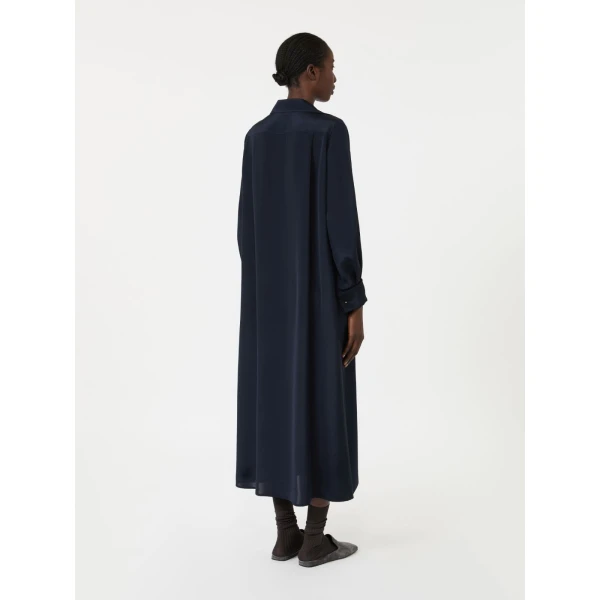 Max Mara Gambero Silk Crepe de Chine Polo Dress in Ultramarine | Maxi Dresses | Luxury Shoes 