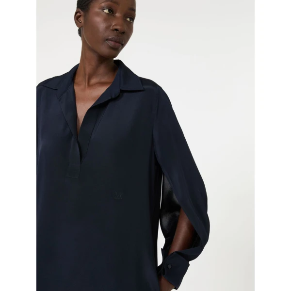 Max Mara Gambero Silk Crepe de Chine Polo Dress in Ultramarine | Maxi Dresses | Luxury Shoes 