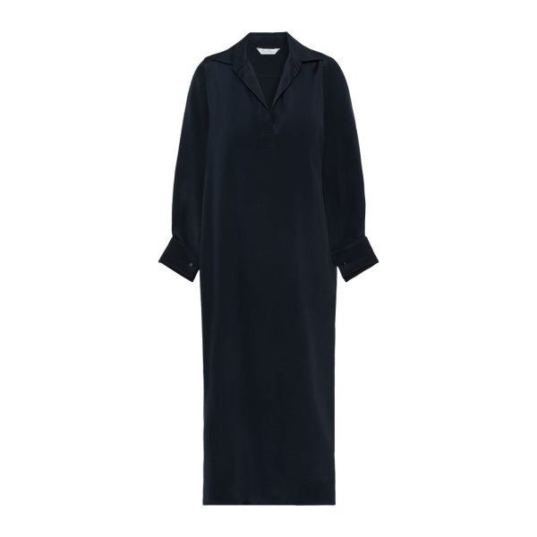 Max Mara Gambero Silk Crepe de Chine Polo Dress in Ultramarine | Maxi Dresses | Luxury Shoes 