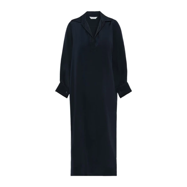 Gambero Silk Crepe de Chine Polo Dress in Ultramarine