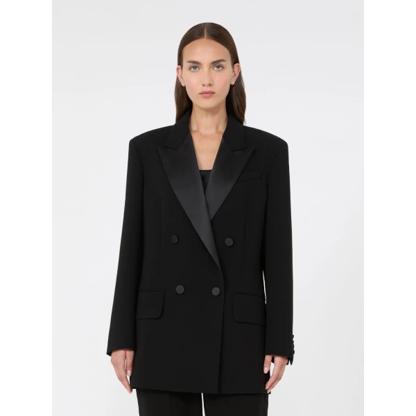 Max Mara Garza Double-Breasted Lightweight Cady Blazer in Black | Blazers | Luxury Shoes 