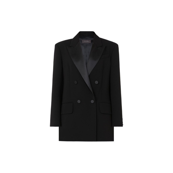 Max Mara Garza Double-Breasted Lightweight Cady Blazer in Black | Blazers | Luxury Shoes 