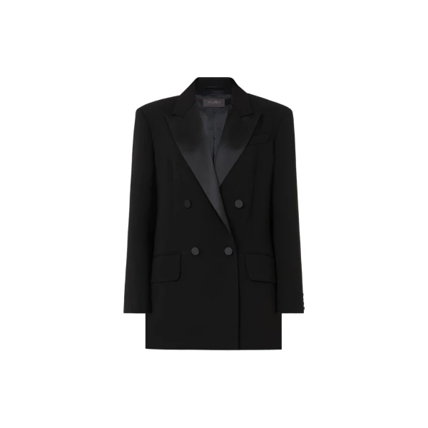 Max Mara Garza Double-Breasted Lightweight Cady Blazer in Black | Blazers | Luxury Shoes 