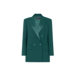 Max Mara Garza Double-Breasted Lightweight Cady Blazer in Dark Green | Blazers | Luxury Shoes 