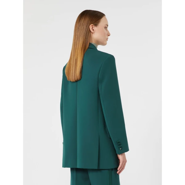 Max Mara Garza Double-Breasted Lightweight Cady Blazer in Dark Green | Blazers | Luxury Shoes 