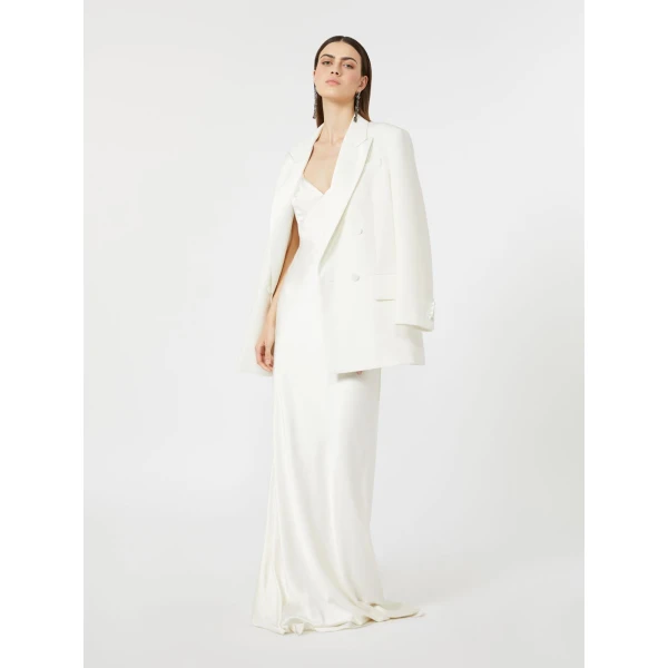 Max Mara Garza Double-Breasted Lightweight Cady Blazer in White | Blazers | Luxury Shoes 