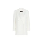 Max Mara Garza Double-Breasted Lightweight Cady Blazer in White | Blazers | Luxury Shoes 