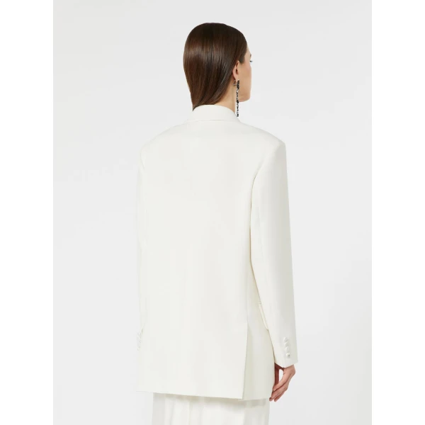 Max Mara Garza Double-Breasted Lightweight Cady Blazer in White | Blazers | Luxury Shoes 