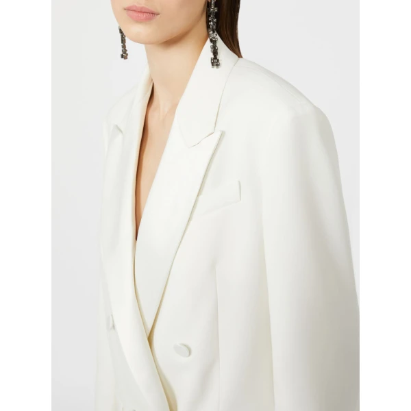 Max Mara Garza Double-Breasted Lightweight Cady Blazer in White | Blazers | Luxury Shoes 