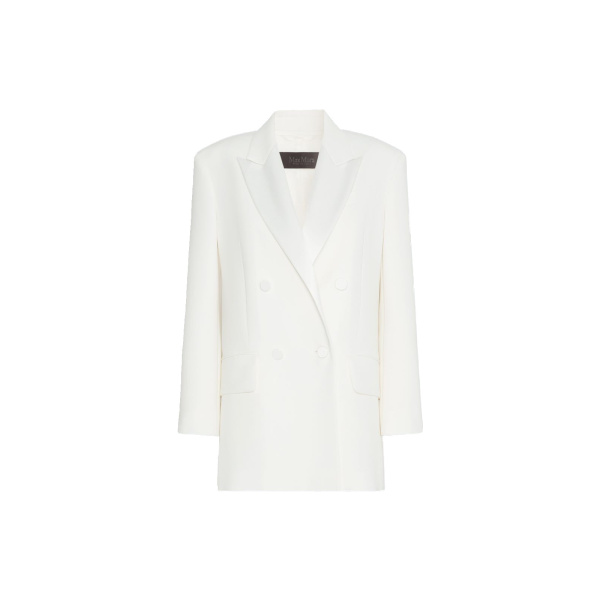 Max Mara Garza Double-Breasted Lightweight Cady Blazer in White | Blazers | Luxury Shoes 
