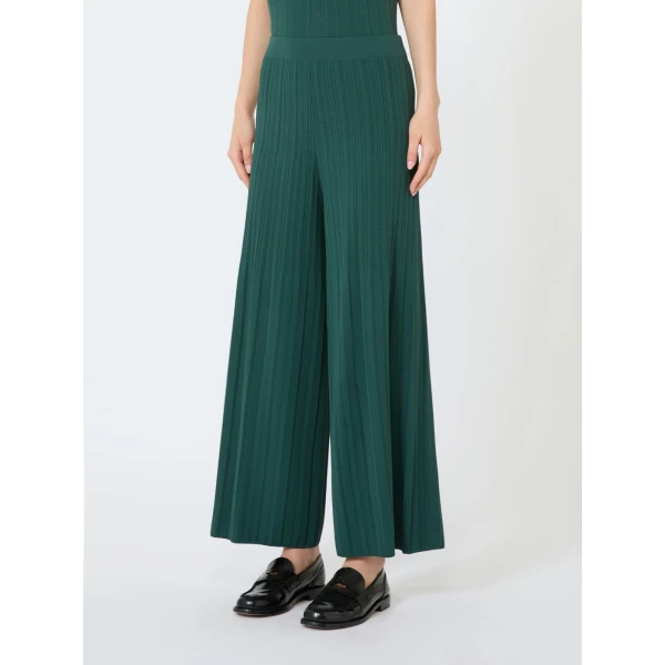 Max Mara Garza Plisse Viscose Trousers in Green | Wide leg pants | Luxury Shoes 