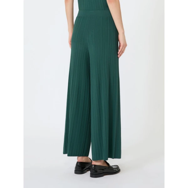 Max Mara Garza Plisse Viscose Trousers in Green | Wide leg pants | Luxury Shoes 
