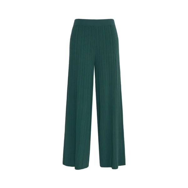 Max Mara Garza Plisse Viscose Trousers in Green | Wide leg pants | Luxury Shoes 