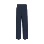 Max Mara Garza Plisse Viscose Trousers in Navy | Wide leg pants | Luxury Shoes 
