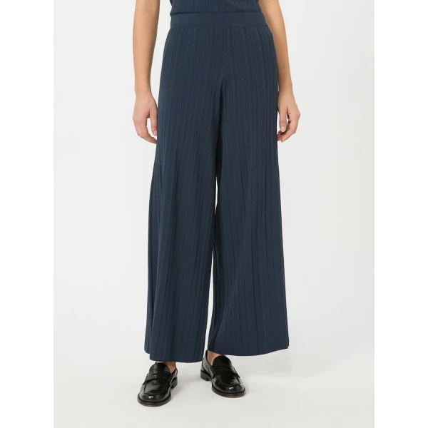 Max Mara Garza Plisse Viscose Trousers in Navy | Wide leg pants | Luxury Shoes 