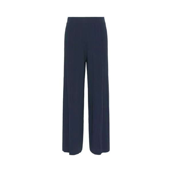 Max Mara Garza Plisse Viscose Trousers in Navy | Wide leg pants | Luxury Shoes 