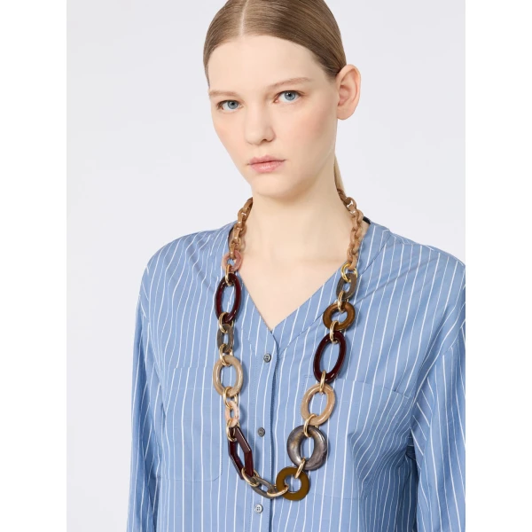 Max Mara Gatti Long Resin and Metal Necklace in Clay | Necklace | Luxury Shoes 