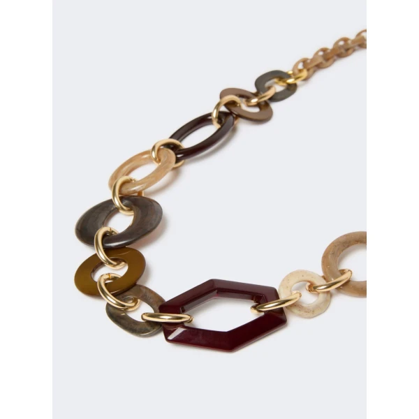 Max Mara Gatti Long Resin and Metal Necklace in Clay | Necklace | Luxury Shoes 