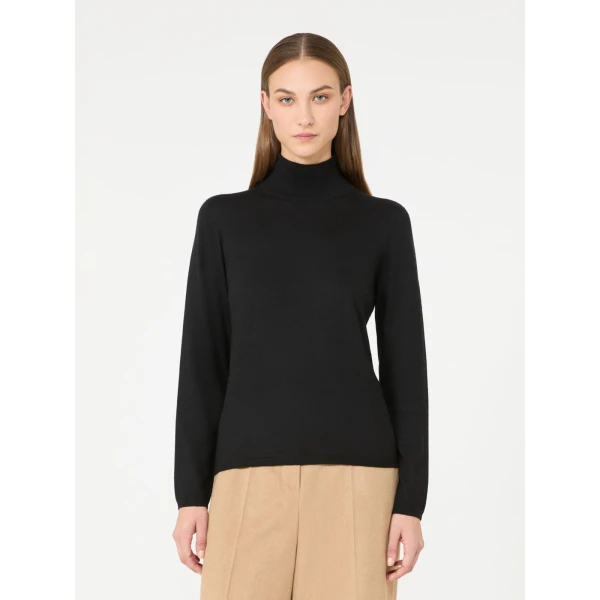 Max Mara Gatto Cashmere Polo-Neck Sweater in Black | Turtlenecks | Luxury Shoes 