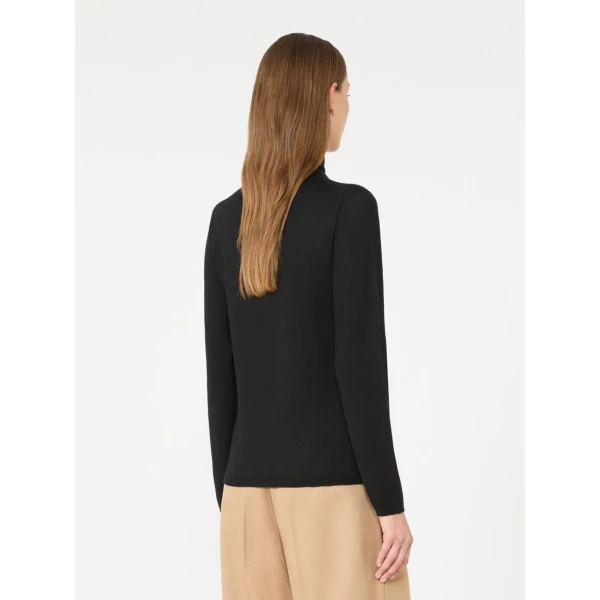 Max Mara Gatto Cashmere Polo-Neck Sweater in Black | Turtlenecks | Luxury Shoes 