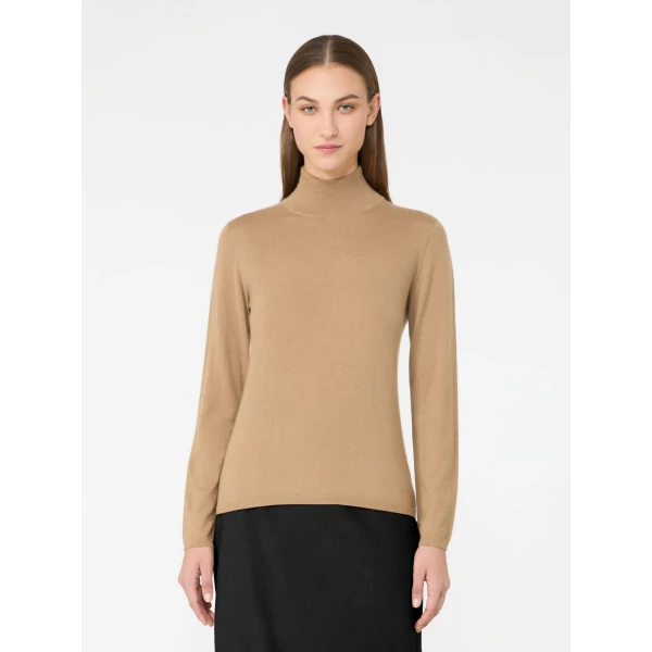 Max Mara Gatto Cashmere Polo-Neck Sweater in Camel | Turtlenecks | Luxury Shoes 