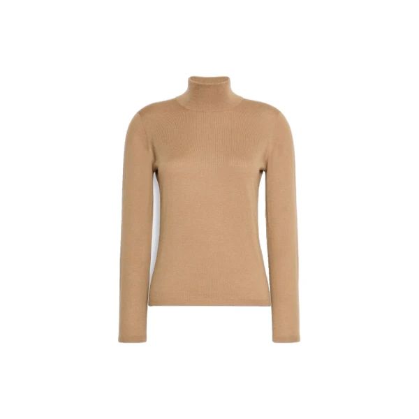 Max Mara Gatto Cashmere Polo-Neck Sweater in Camel | Women | Luxury Shoes 