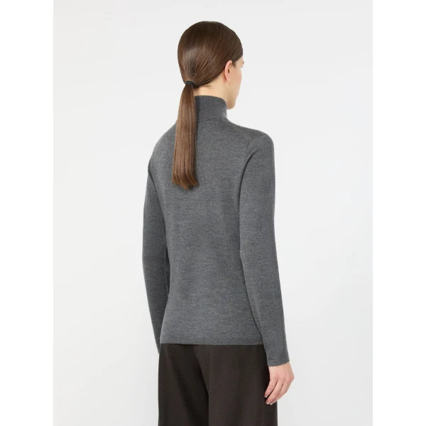 Max Mara Gatto Cashmere Polo-Neck Sweater in Medium Grey | Turtlenecks | Luxury Shoes 