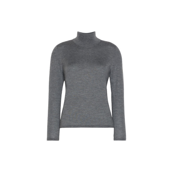 Max Mara Gatto Cashmere Polo-Neck Sweater in Medium Grey | Turtlenecks | Luxury Shoes 