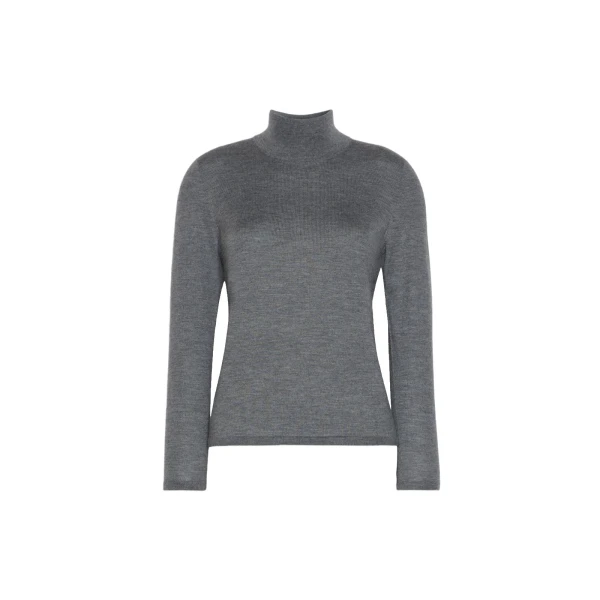Gatto Cashmere Polo-Neck Sweater in Medium Grey