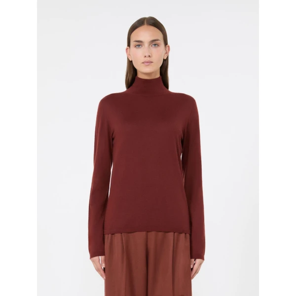 Max Mara Gatto Cashmere Polo-Neck Sweater in Rust | Turtlenecks | Luxury Shoes 