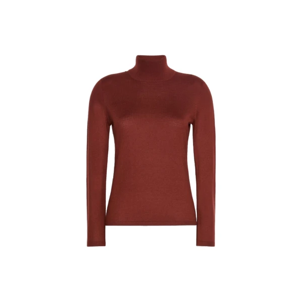 Max Mara Gatto Cashmere Polo-Neck Sweater in Rust | Turtlenecks | Luxury Shoes 