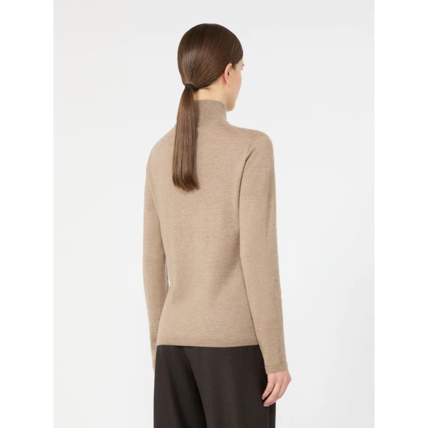 Max Mara Gatto Cashmere Polo-Neck Sweater in Sand | Turtlenecks | Luxury Shoes 