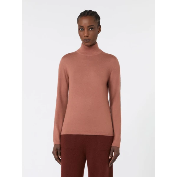 Max Mara Gatto Cashmere Polo-Neck Sweater in Terra Cotta | Turtlenecks | Luxury Shoes 