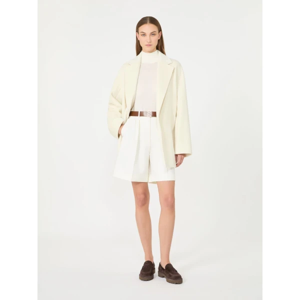 Max Mara Gatto Cashmere Polo-Neck Sweater in White | Turtlenecks | Luxury Shoes 