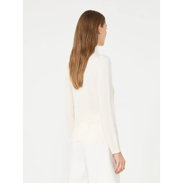 Max Mara Gatto Cashmere Polo-Neck Sweater in White | Turtlenecks | Luxury Shoes 