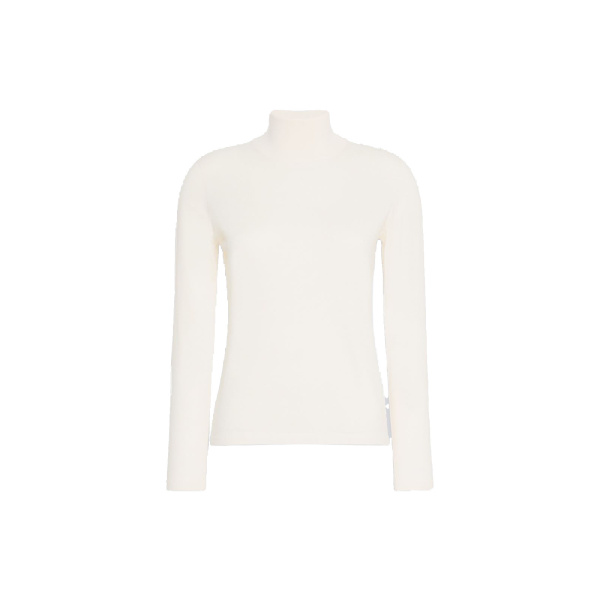 Max Mara Gatto Cashmere Polo-Neck Sweater in White | Turtlenecks | Luxury Shoes 