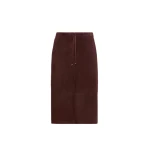 Max Mara Gazza Suede Midi Skirt in Dark Red | Leather Skirts | Luxury Shoes 