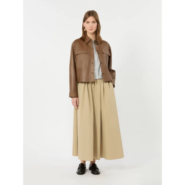 Max Mara Gelatina Cotton Poplin Crop Top in Navy | Blouse | Luxury Shoes 