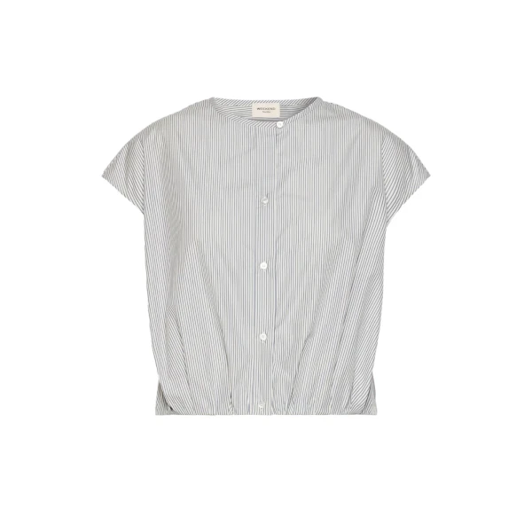 Max Mara Gelatina Cotton Poplin Crop Top in Navy | Blouse | Luxury Shoes 
