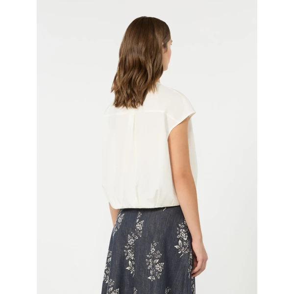 Max Mara Gelatina Cotton Poplin Crop Top in White | Blouse | Luxury Shoes 