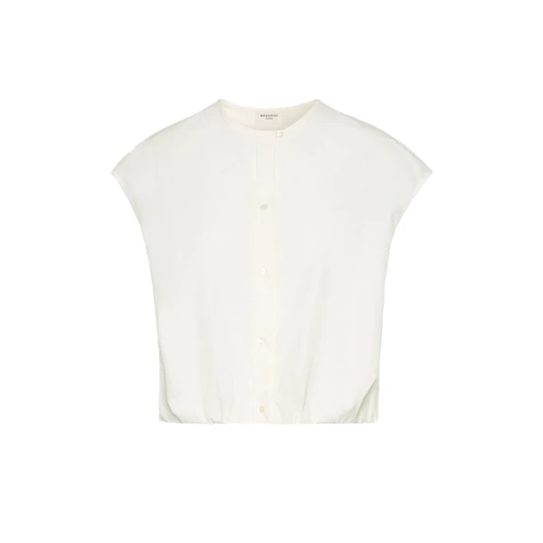 Max Mara Gelatina Cotton Poplin Crop Top in White | Blouse | Luxury Shoes 